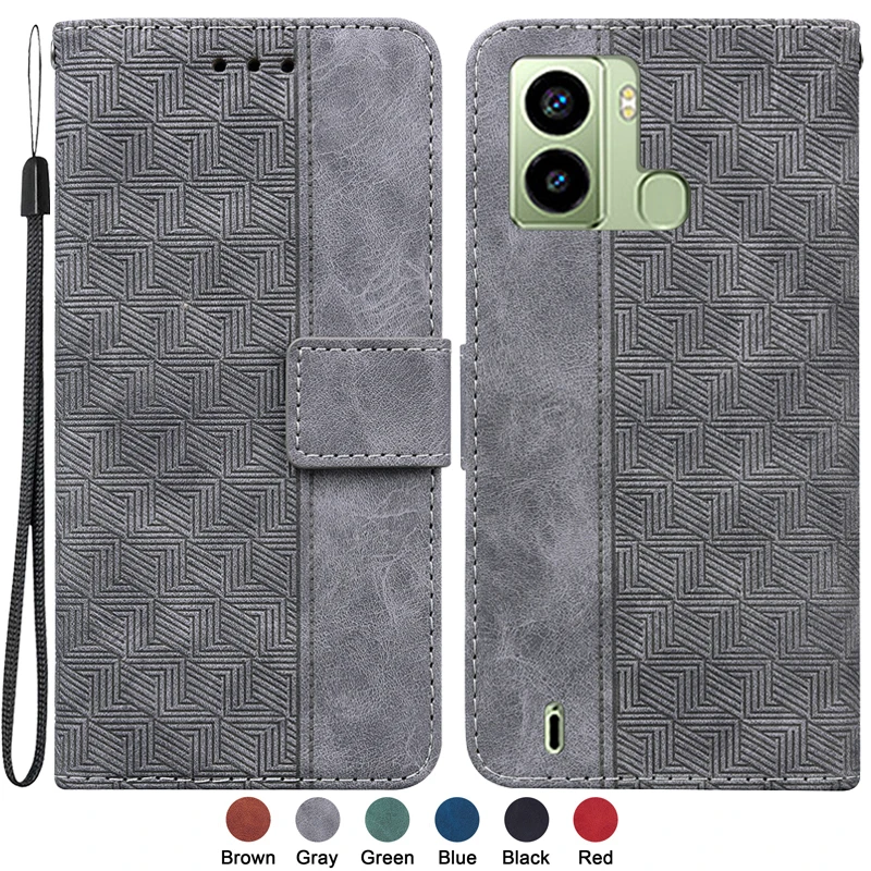 

ForTecno Pop 6 6.1 inches Tecno Pop6 Case for Capa Tecno Pop 6 Case Fashion Leather Magnetic Geometric Textile Wallet Book Cover