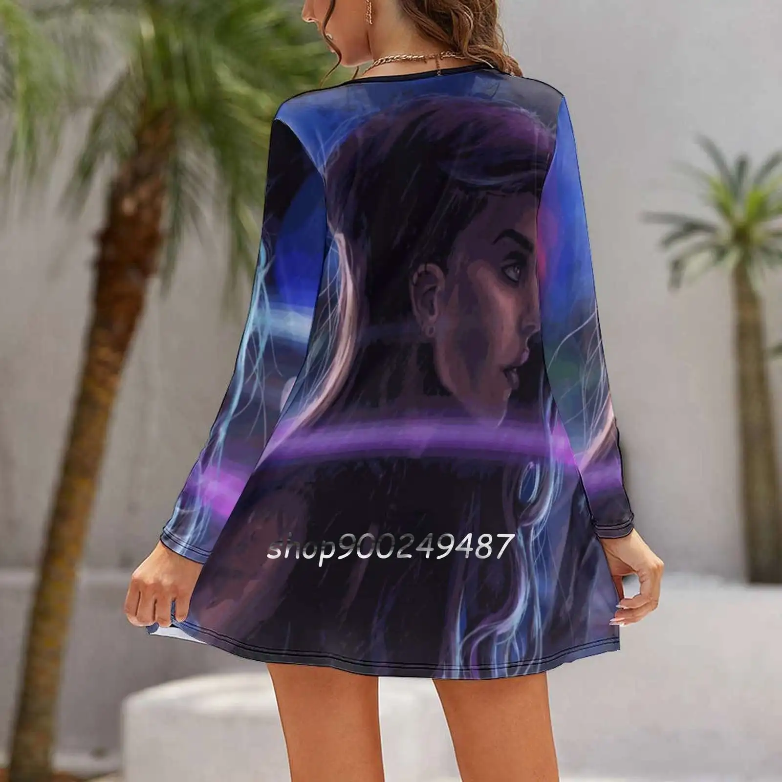 Повседневное женское мини-платье Cybergirl с высокой талией платье длинным рукавом