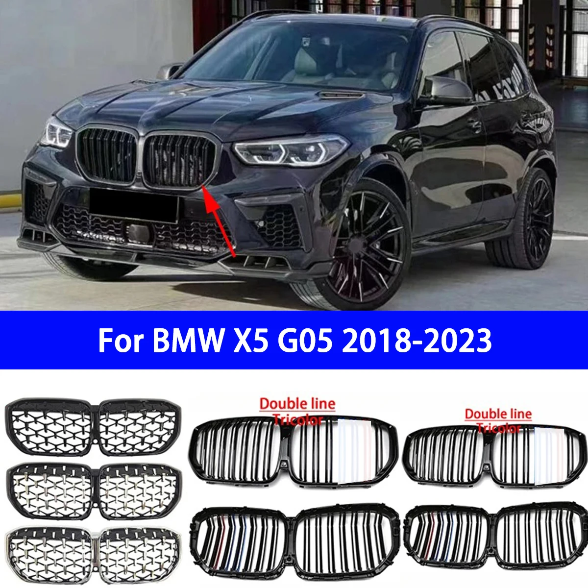 Подходит для BMW G05 X5 30d 40i 40d 45e M50i M50d 2018-2023 M-тип Решетка переднего бампера
