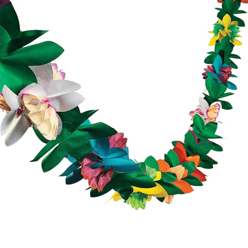 

3M Hawaiian Party Decoration Paper Garland Banner Hawaii Summer Tropical Party Supplies Luau Wedding Birthday Party Decoration