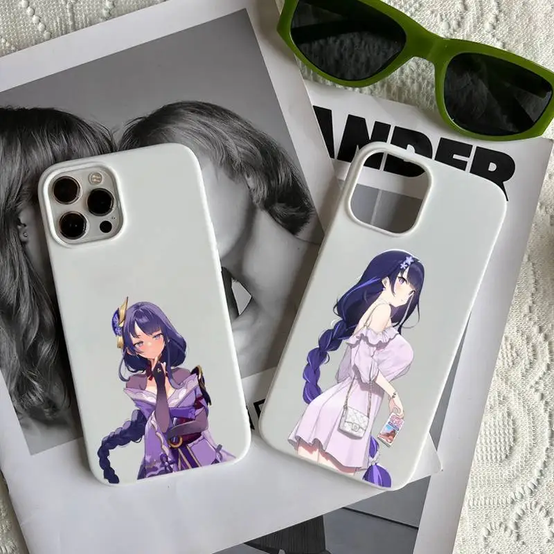 

Genshin Impact Raiden Shogun Phone Case Candy Color for iPhone 6 7 8 11 12 13 s mini pro X XS XR MAX Plus