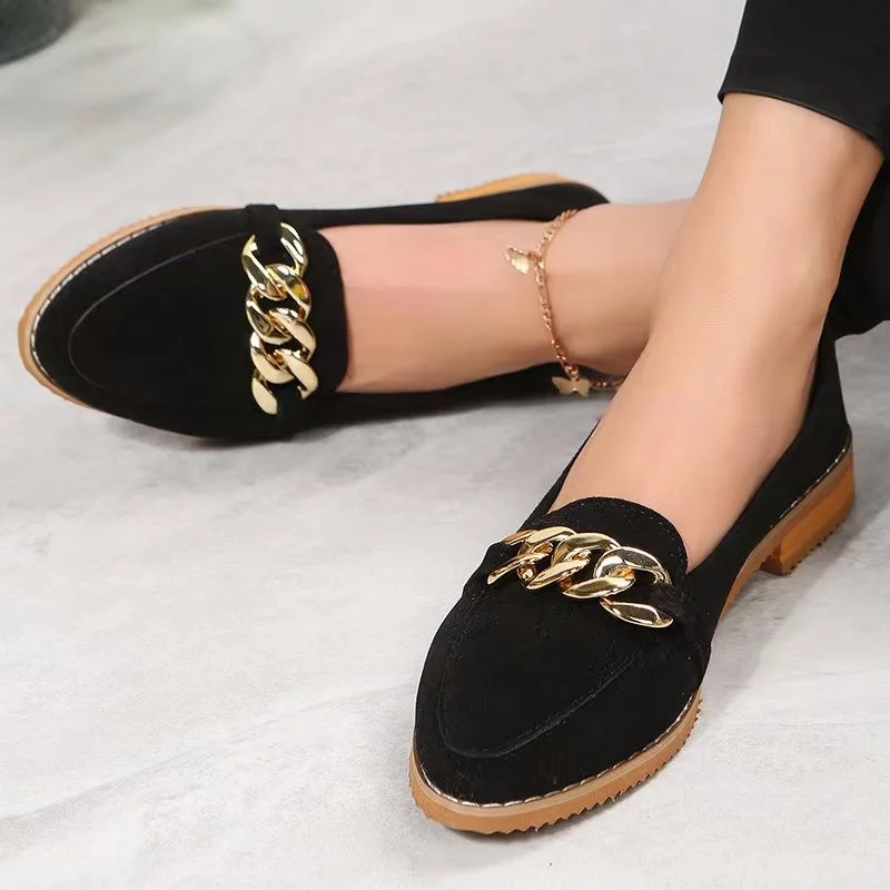 

Women's Flat Shoes 2023 New Leopard Print Fashion Light Women's Ballet Shoes Single Shoes Metal Chain Casual Non-slip Loafers