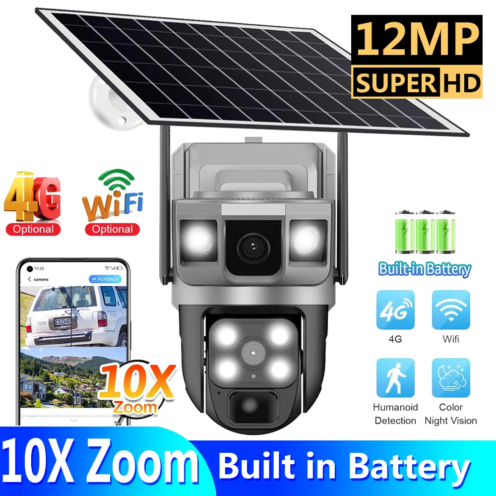 Уличная камера 4g Telecamera Wi-Fi per Esterno Senza Filo Con Pannello Solare Security-protection Camara Vigilancia Exterior