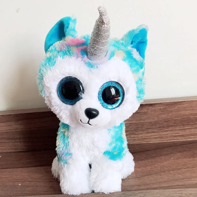 TY Beanie большие блестящие глаза 9 дюймов Елена UniHusky Dog 25 см плюшевые набивные
