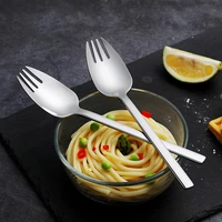 2 pcs tableware stainless steel spoon integrated fork spoon household salad spoon silver fruit fork dinnerware portable cutlery