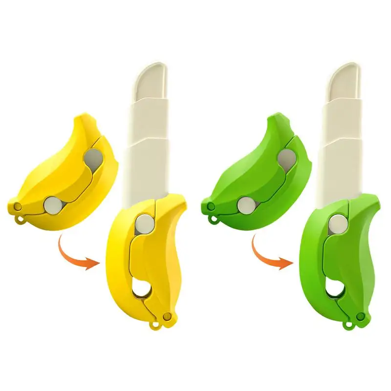 

3D Gravity Toy Retractable Fidget Knife Toy Knife Banana Shaped Sensory Toys Stress Relief Radish Toy Gifts For Kid Adults Teens