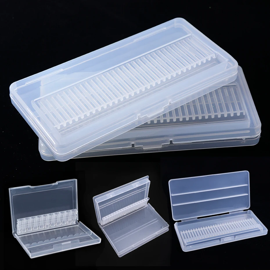 Nail Drill Bits Storage Box Clear Plastic Display Stand Holder Rotary Files Nail Cutters Bit Organizer Case Manicure Tools NFB5