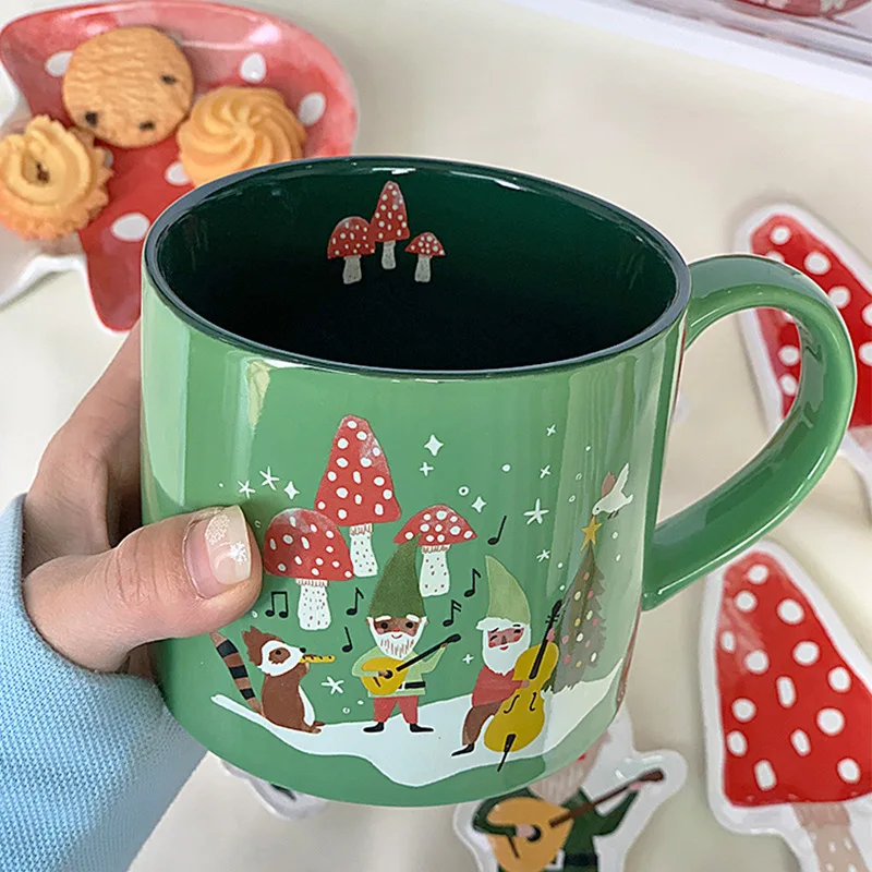 

Christmas Ceramic Mug Creative High Value Office Water Bottom with Lid New Design Holiday Style Office Home Milk Cup Gifts