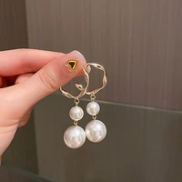 2022 new fashion korean oversized white pearl drop earrings for women bohemian gold round zircon wedding earrings jewelry gift