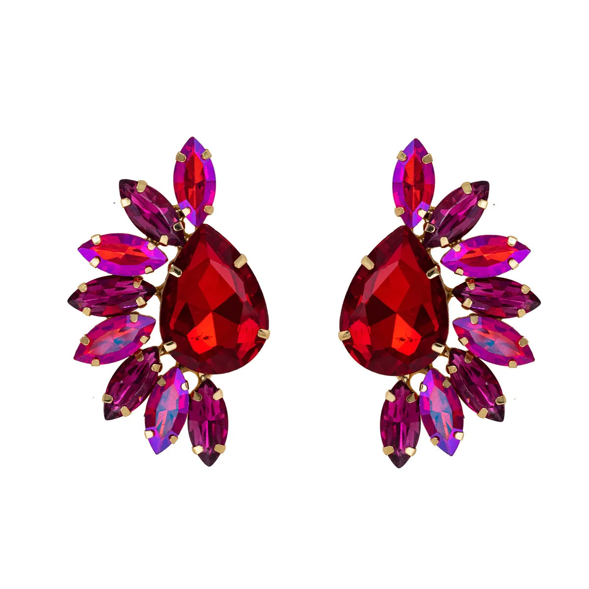 

Korean Fashion Angel Wings Metal Hollow Stud Earrings For Women Girl Luxury Bling Color Crystal Aesthetic Accessories