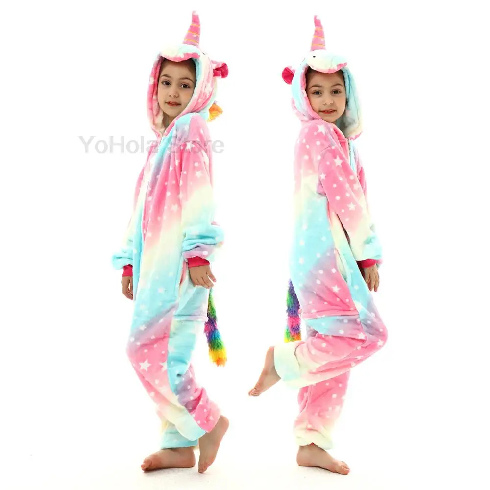 Пижама-Кигуруми для мальчиков и девочек мягкий фланелевый комбинезон забавная