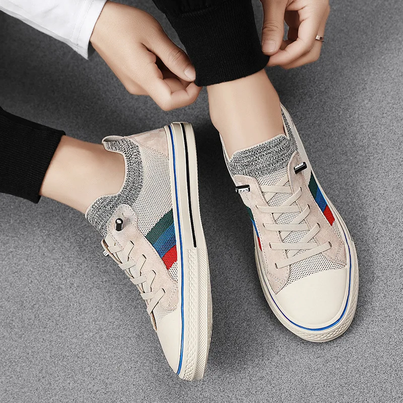 

Men Casual Shoes Breathable Lace Up Mesh Men Sneakers Fashion Casual No-slip Men Vulcanize Shoes Low Top Tenis Masculino