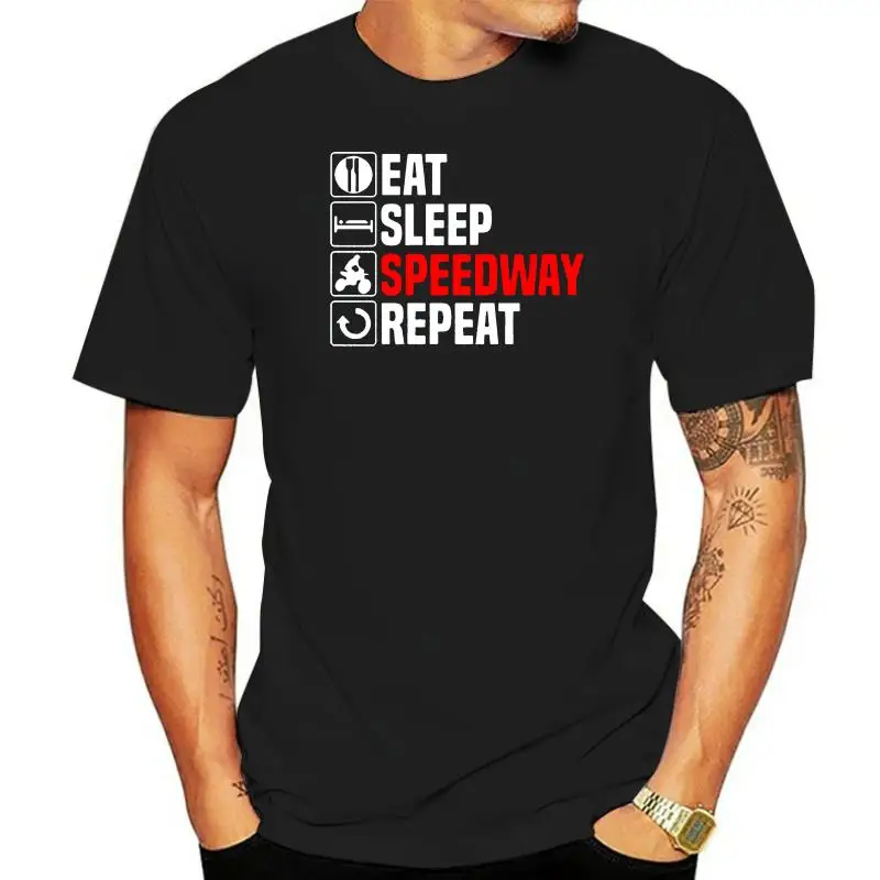 

New Arrivals 2022 Men Popular Eat Sleep Speedway 3D Print Men 100% Cotton Tee Tops High Quality O-Neck Short Sleeve Tee