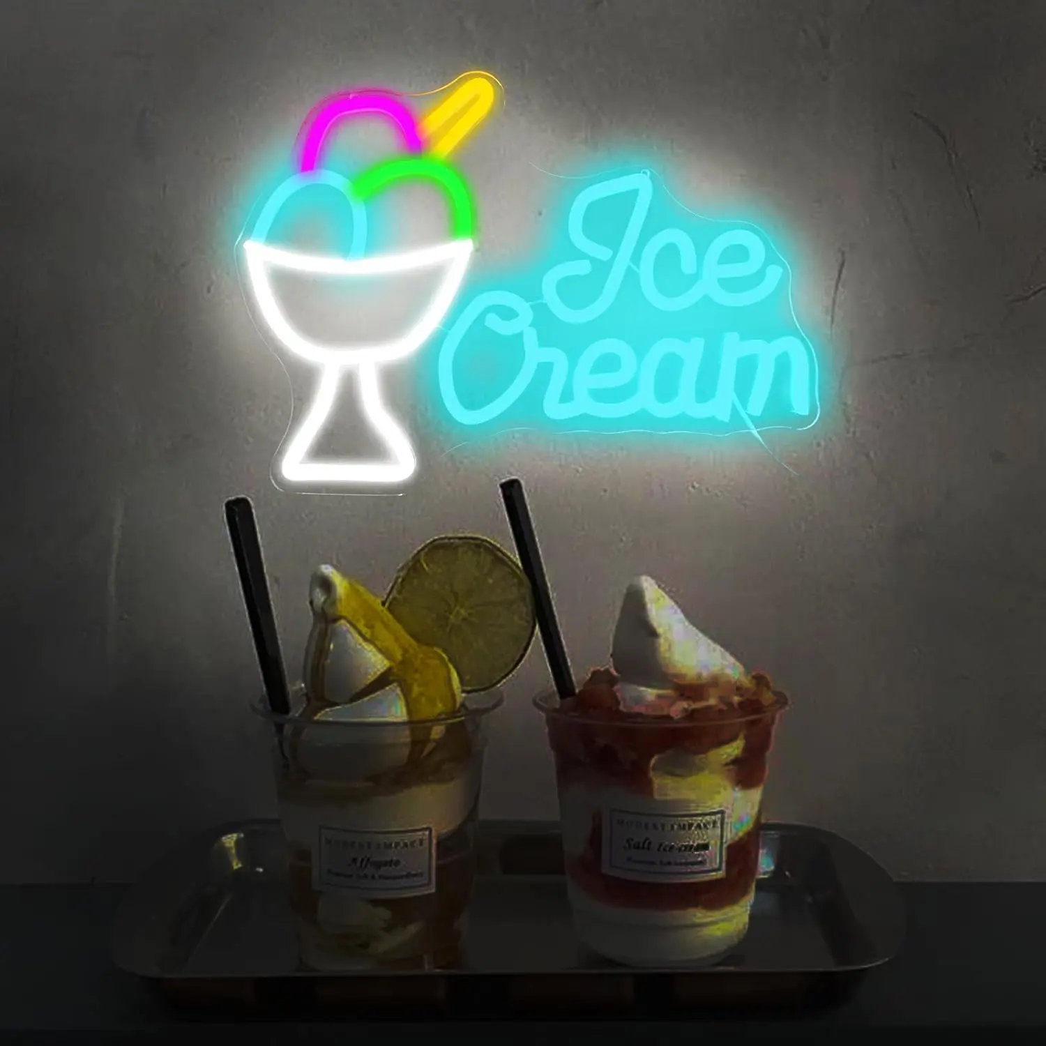 Неоновая Вывеска Для Декора Стен С Мороженым Красочная Фотография Вечеринка По