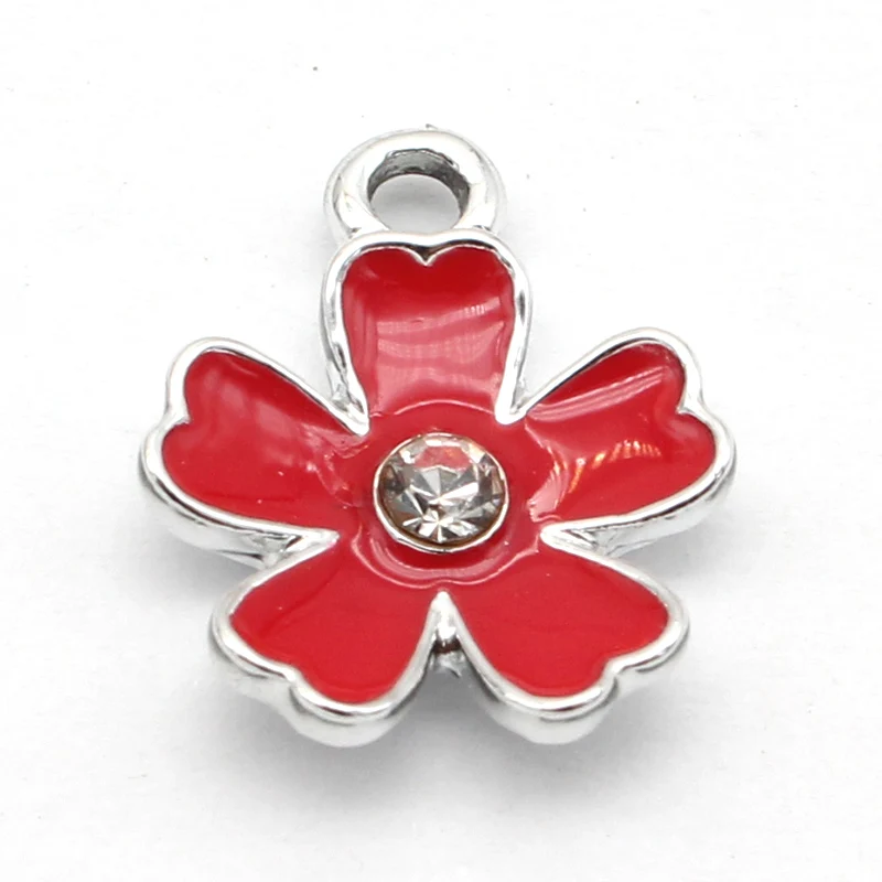 

20Pcs Pink Sakura Flower Charms Alloy Enamel Pendants Charms for Jewelry Making Earrings Necklace Key Chains Jewelry Accessories
