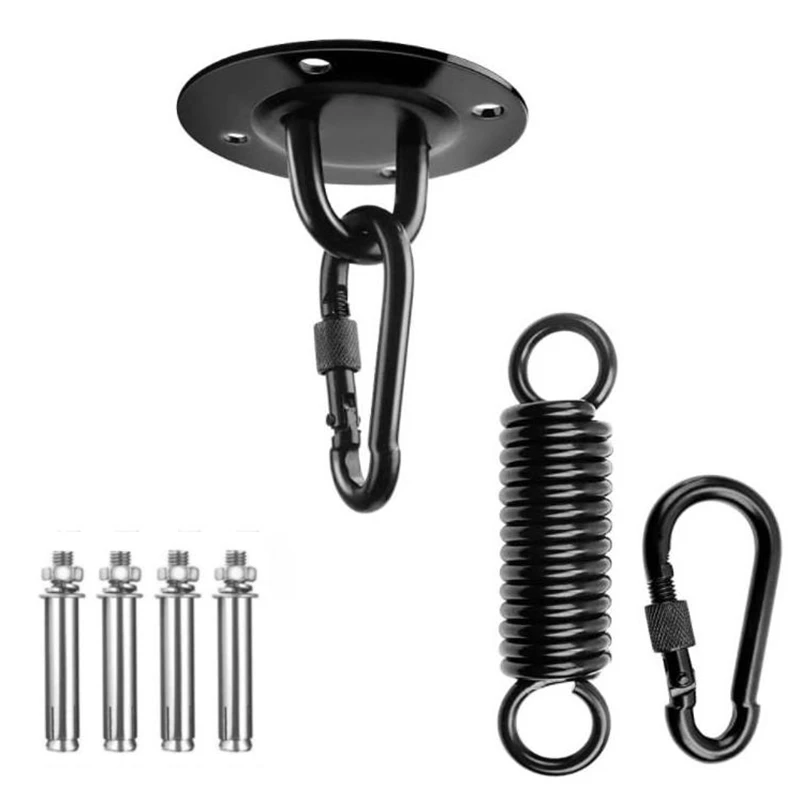 

Hanging Kit Heavy Duty Swing Hanger Suspension Ceiling Hook Spring with Carabiner,for Porch Chair Yoga Hammock Gym Swing-ABUX