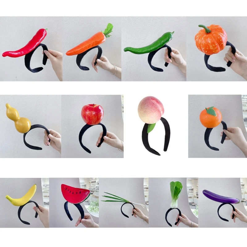 

Soft Pepper Headband Funny Fruit Hair Hoop Banana Hairband Stuffed Vegetable Hairband Cartoon Costume for Party