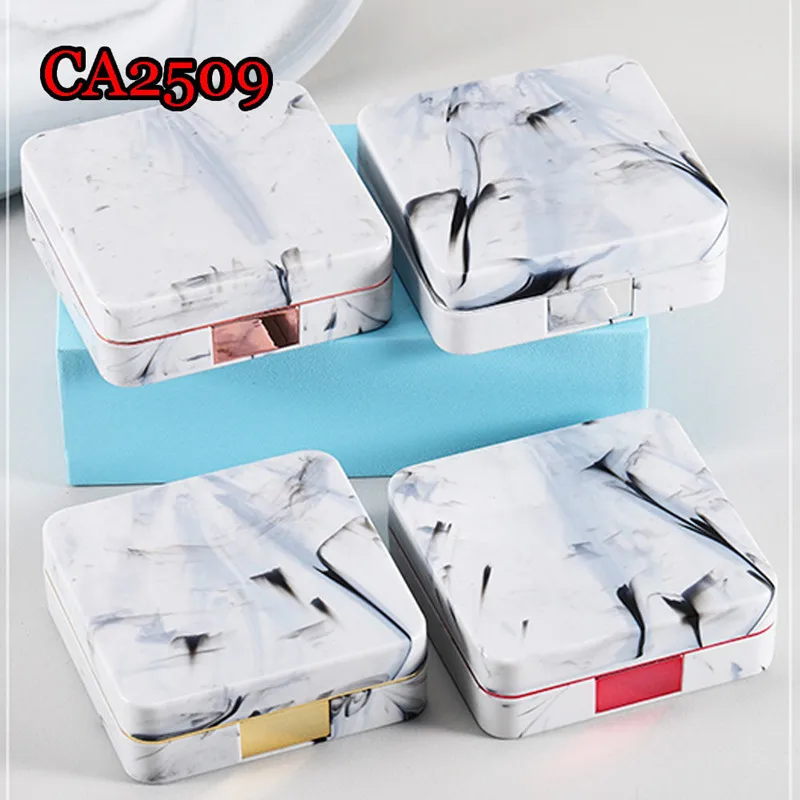 

Square Marble Stripe Contact Lens Case Portable Travel Glasses Lenses Soaking Box for Eyes Care Kit Storage Case