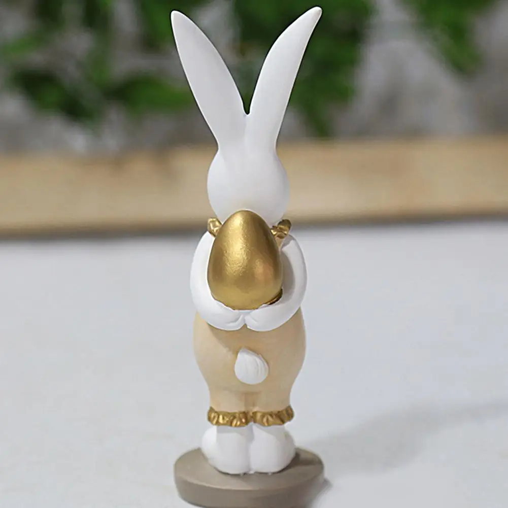 

1 пара декоративных кроликов ручная роспись искусственная Смола счастливая Пасха Охота яйцо Кролик Фигурка Декор товары для дома