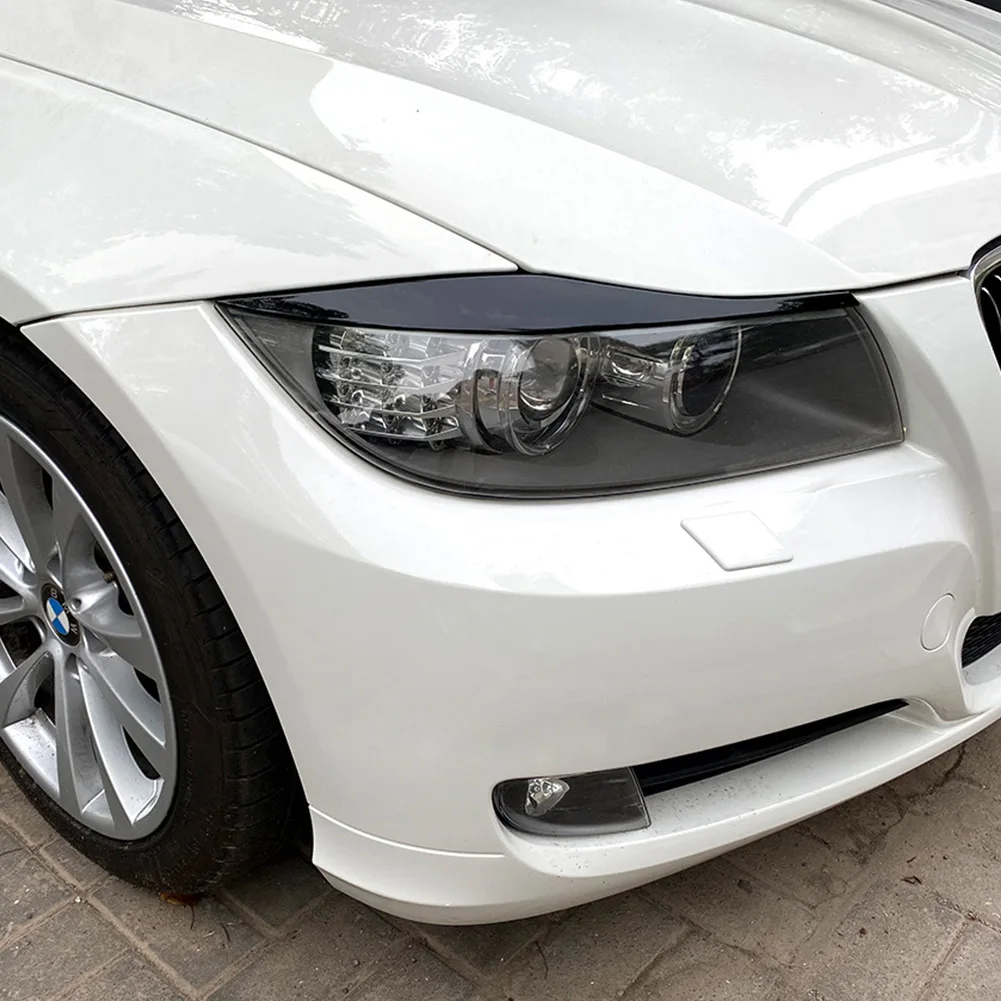 

2Pcs Car Headlight Eyebrows Eyelid Trim For BMW 3 Series E90 E91 2005-2011 Carbon Fiber Look For Sedan / Touring