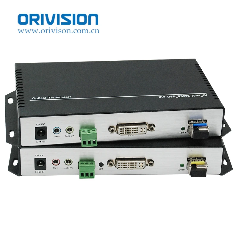 

4K@30hz Fiber Optic DVI to LC SFP KVM Converter single mode 1-core 20KM Support RS232/EDID/USB DVI Fiber Optic Extender