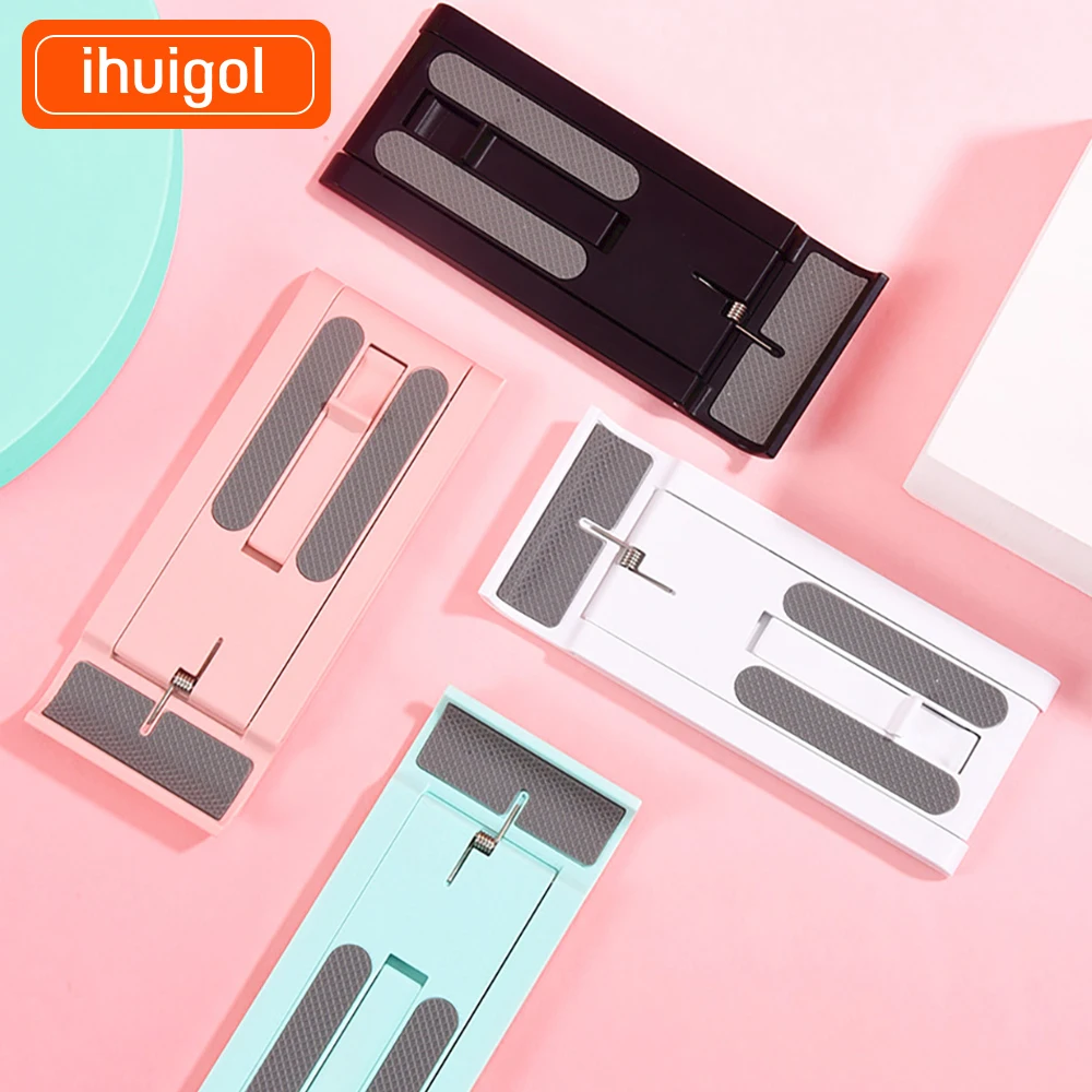 

ihuigol Lovely Macarons Adjustable Mobile Phone Holder Portable Mini Folding Desktop Phone Stand for IPhone Samsung iPAD Tablet