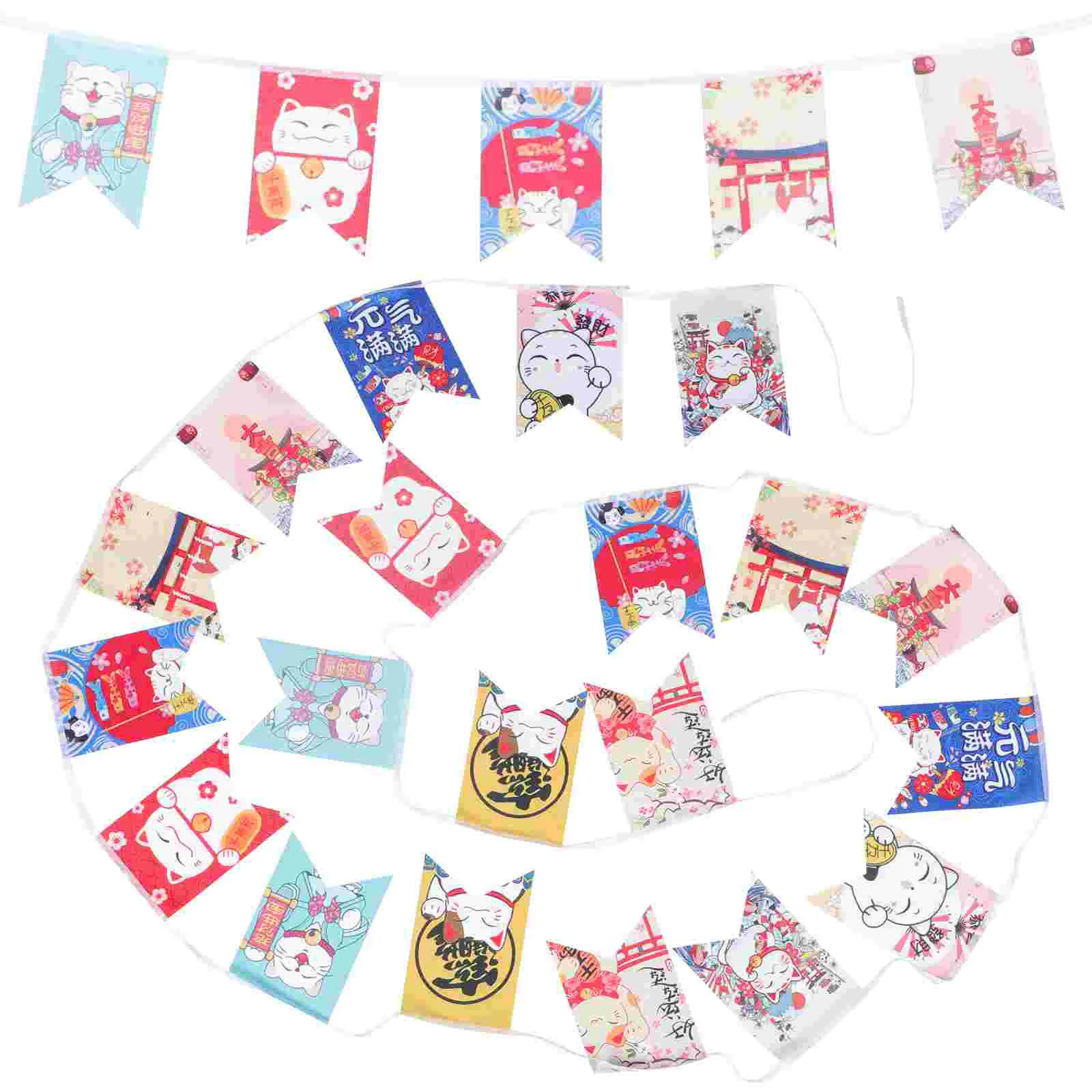 

Japanese Restaurant Delicate Fashion Fortune Cat Pattern Hanging Banner Banner Decoration Bunting Banner Bunting Flags