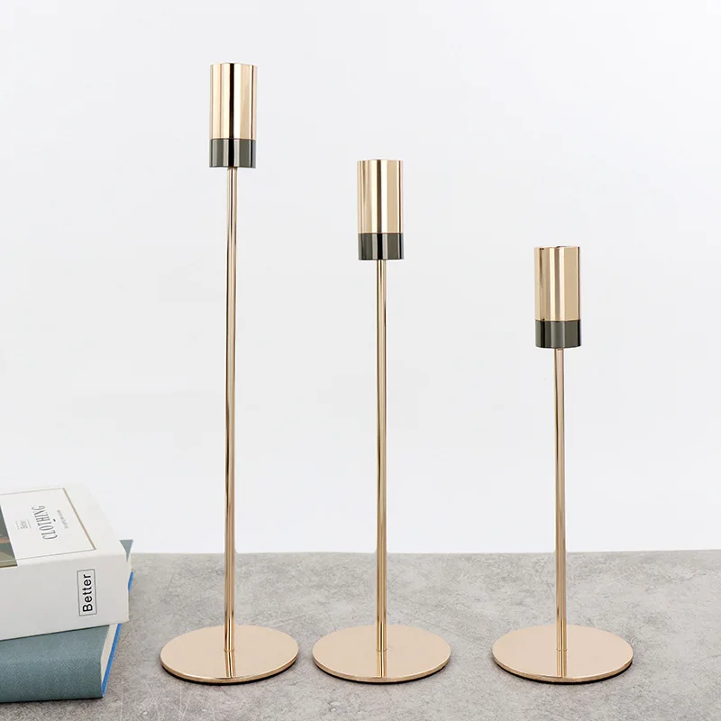 

European Metal Gold Candle Stick Holder Wedding Decorations Centerpieces for Tables Ornament Dinner Candlestick Home Decor