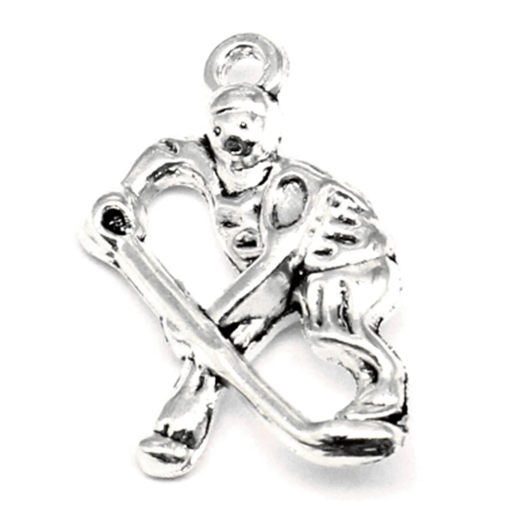 

50pcs Wholesale Jewelry Lots Ice Hockey Player Charms Pendant Supplies For Jewelry Materials 16x25mm
