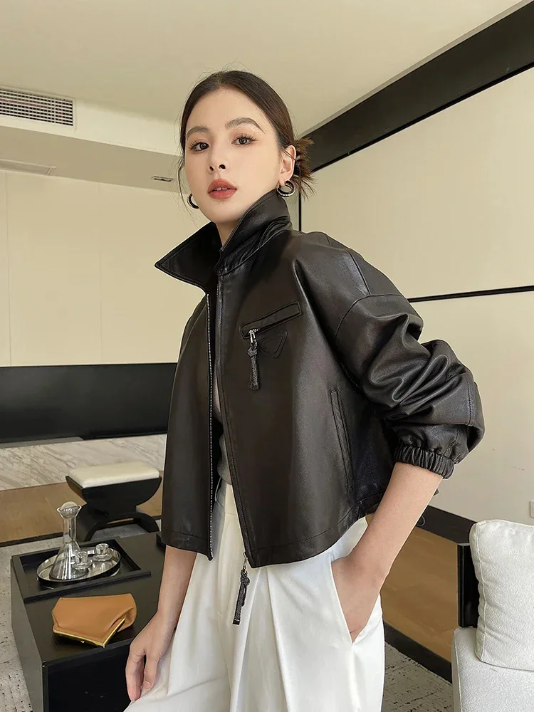 Повседневное простое пальто из натуральной овечьей кожи для женщин тренд 2024 года