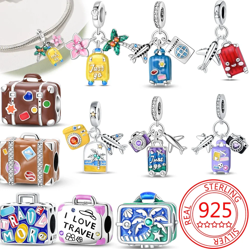 Стерлингового Серебра 925 дорожный праздничный багаж подвеска бусины подходят