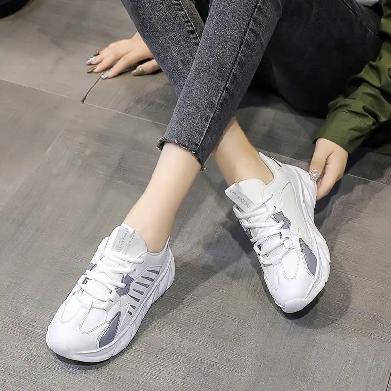 

Elastic Laces Sneakers Sock Women Platform Sport Shoes Height Increases Running Shoes Hairy Women Sports Knit Tennis 35-43 543D