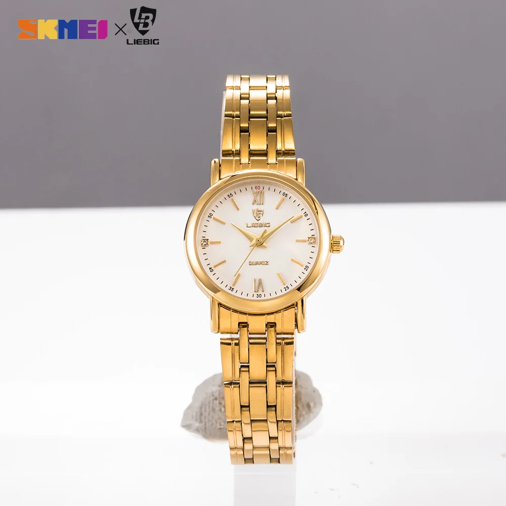 LIEBIG Lover Watches Luxury Business Stainless Steel Gold Quartz Watch Men Classic Waterproof Watch For Women Couple Wristwatch