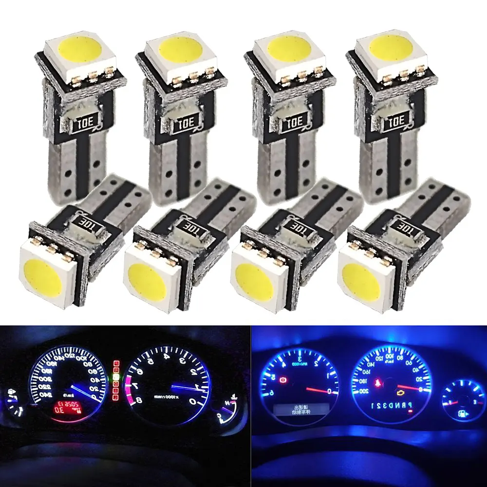 10 шт. T5 5050 1smd приборные огни сигнальный индикатор приборной панели Белый
