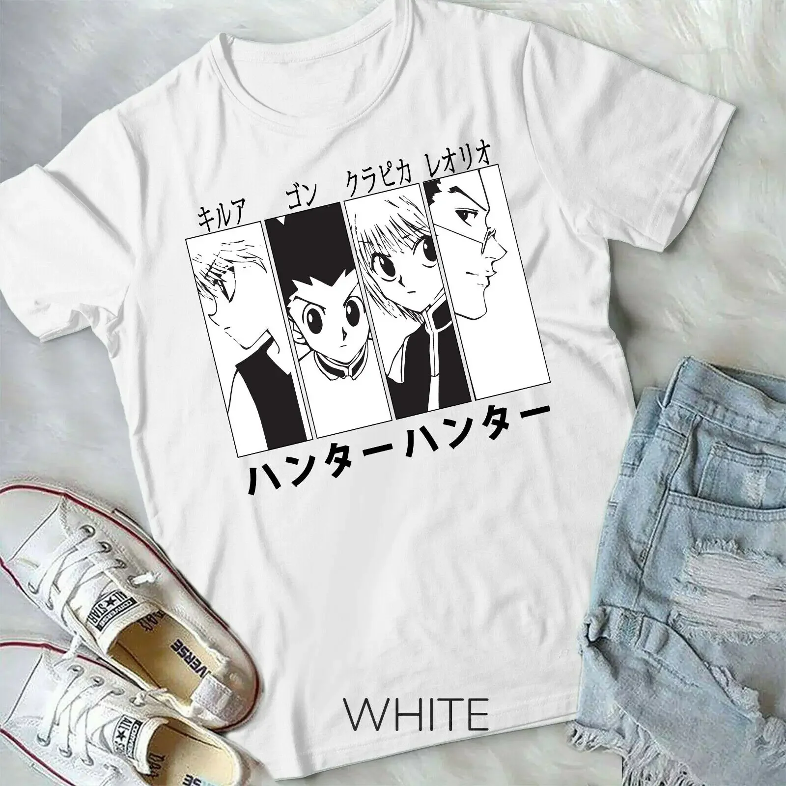 Hunter X Gon Killua Leorio Kurapika HXH аниме манга футболка унисекс