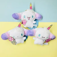 sanrio plush toys unicorn cinnamoroll anime figures kawaii 10cm soft stuffed bag pendant plushie puppet toys gifts for kids