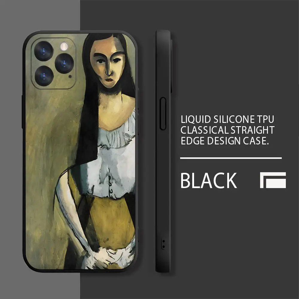 Чехол для телефона Henri Matisse Art MINISO черный TGU Iphone 16 Pro Max 15 14 13 Mini 11 12 Xr X Xs 7 8 Plus чехол Samsun