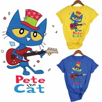 anime pete the cat patches on clothes diy cartoon music guitar band kitty iron on transfers for clothing thermoadhesive patch