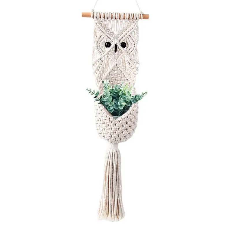 

Owl Pendant Macrame Wall Hanging Tapestry Art Hand Woven Boho Ornament Dreamcatchers Hanging Storage Basket Home Decoration