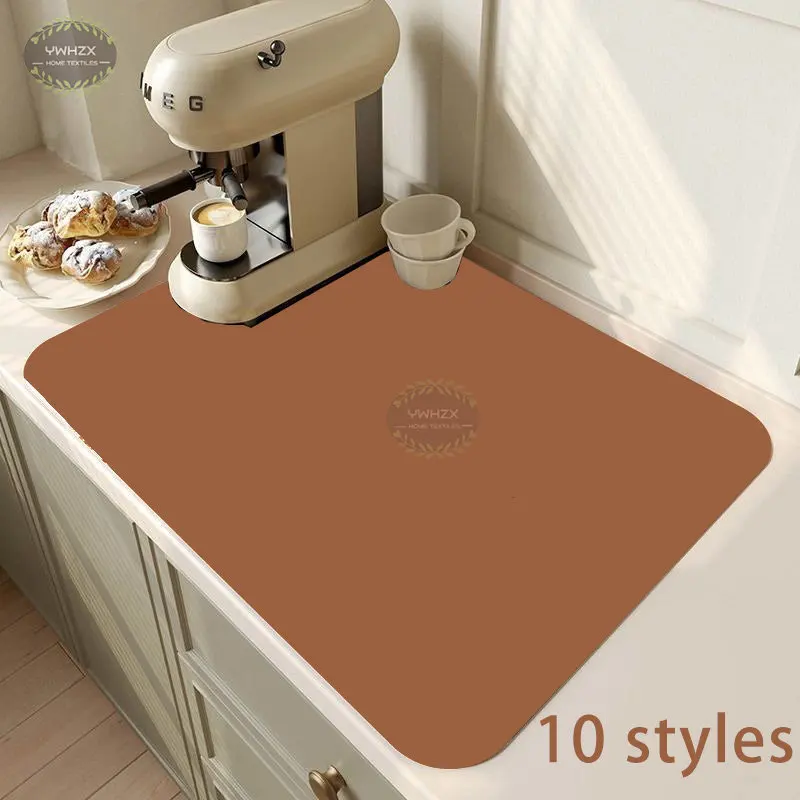 

Dark Solid Color Placemat Super Absorbent Drain Pad Nordic Quick Dry Bathroom Mat Non-Slip Tableware Coffee Dish Drying Mat