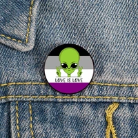 asexual pride alien love printed pin custom funny brooches shirt lapel bag badge cartoon enamel pins for lover girl friends