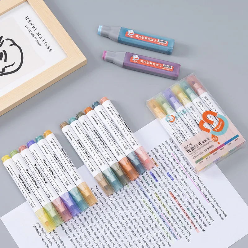 

Kawaii Stationery 6 Pcs Highlighter Pen Morandi Color Highlighter Student Graffiti Markers School Supplies Note Graffiti Markers