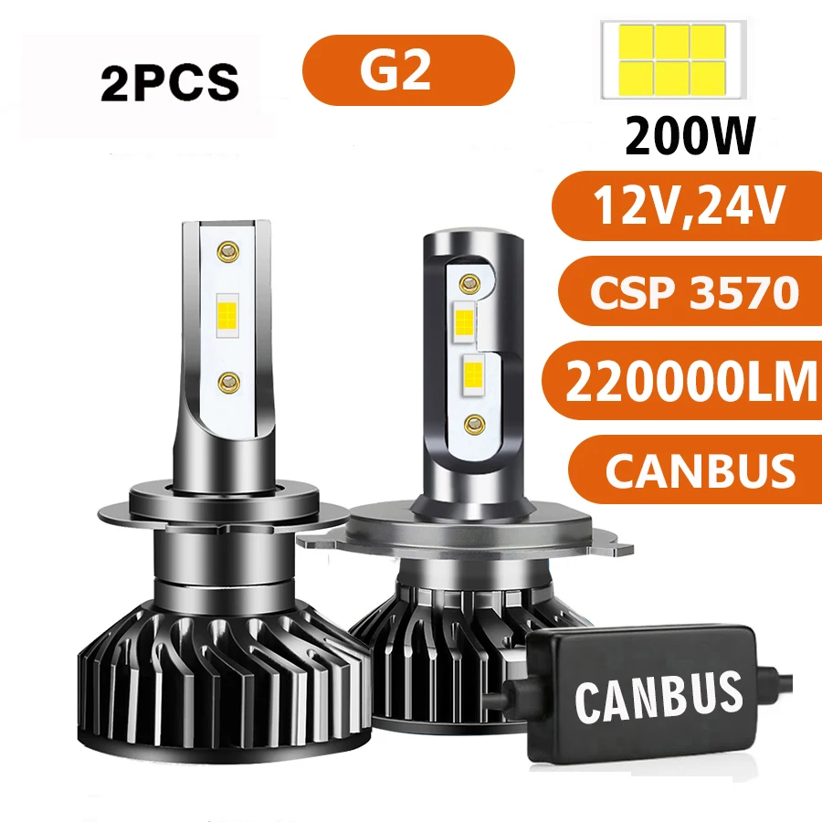

Лампа Panduk H7 H4 светодиодный 220000LM 200W Canbus для фар H1 H8 H9 H11 9005 9006 Hb3 Hb4, лампа для автомобиля 12 В 24 В, для грузовика 4300K 6000K