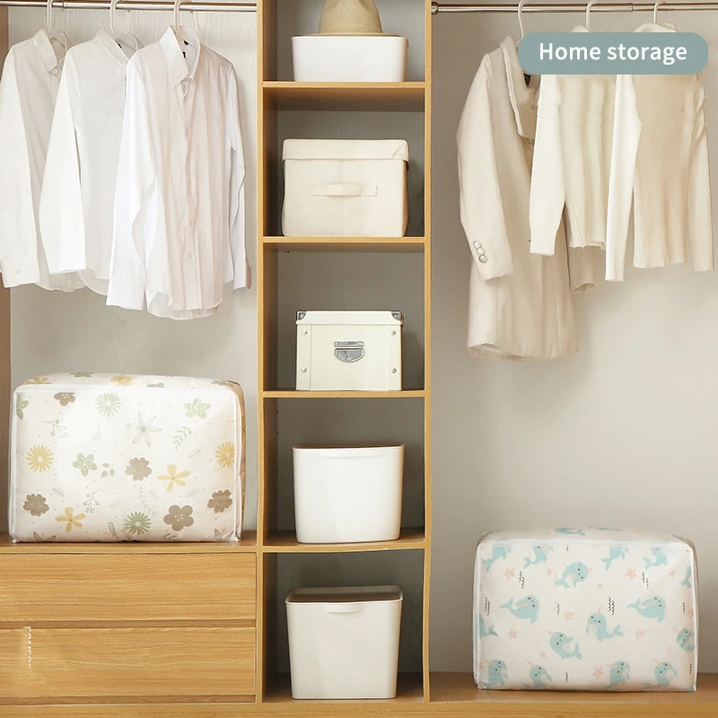 Printed Quilt Clothes Storage Bag Folding Duvet Blanket Sorting Bags Dust-Proof Closet Under-Bed Moistureproof Organizer | Дом и сад