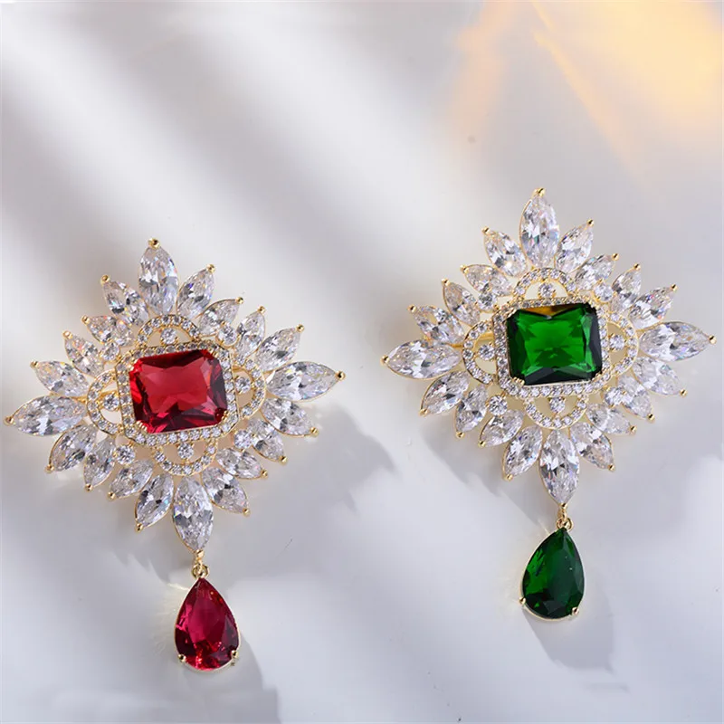 

45mm X55mm Multi Color CZ Micro Flower Brooch For Women