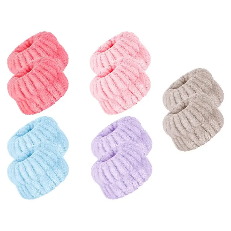 

10 Pcs Wrist Washband Microfiber Face Wash Wrist Washband With Flannel Material Wrist Sweatband Prevent Water Wet Your Arm Pink