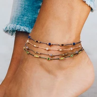 huitan new design adjustable beads wax thread anklet for women bohemian colored string ankle bracelet girl gift beach jewelry