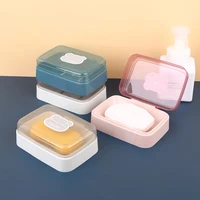 creative household portable durable soap dish with lid soaps drain box travel bathroom multifunctional soaps dish soap holder