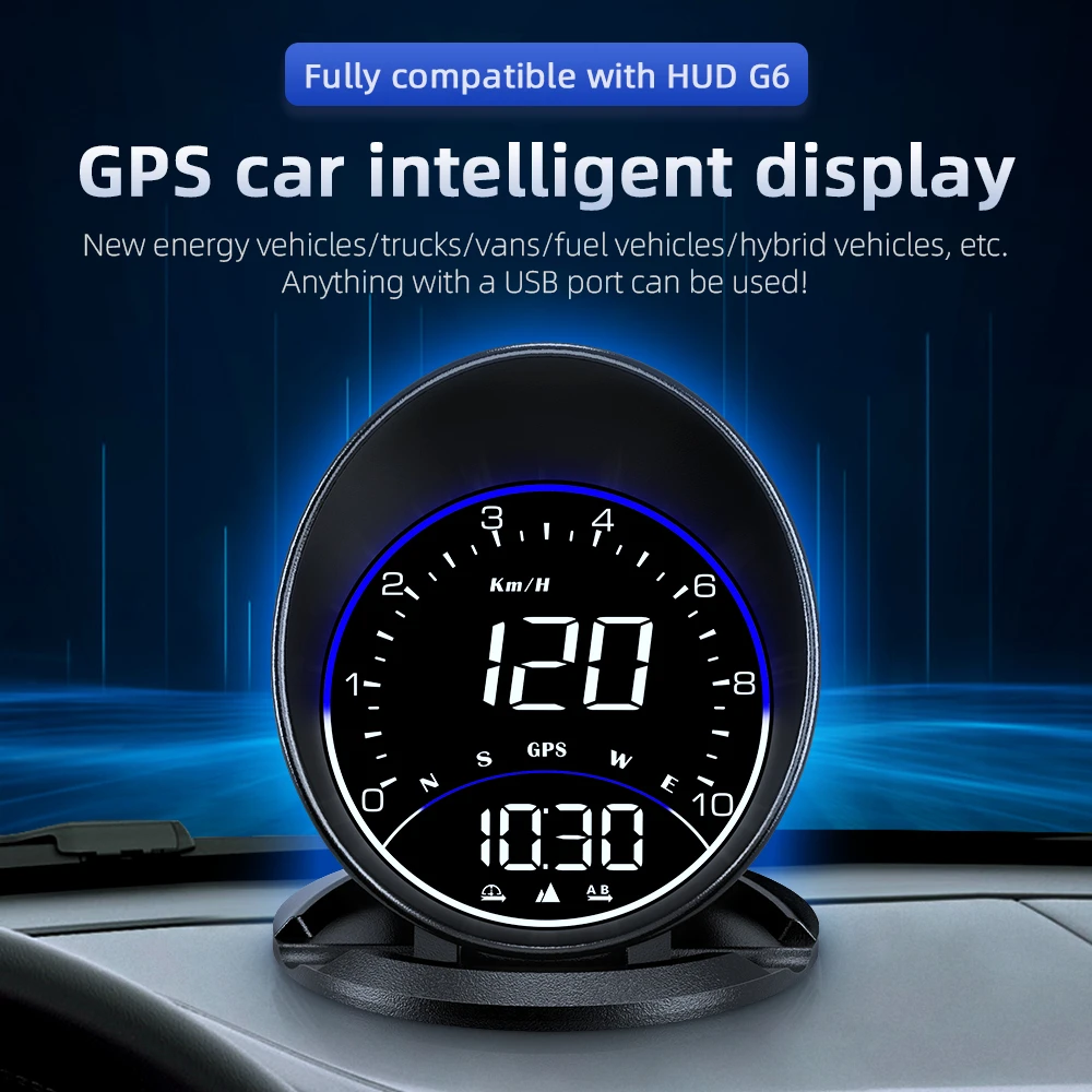 

G6 GPS HUD Heads Up Display Car Speedometer Smart Digital Alarm Reminder Meter Car Electronics Accessories for All Cars