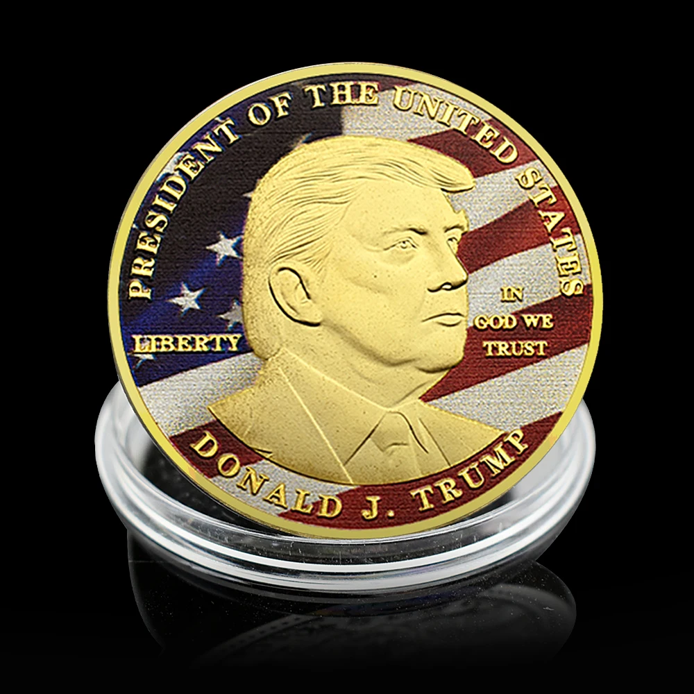 

Позолоченная памятная монета Дональда Трампа 2025 года, 47-й президент США, коллекционные предметы, художественная сувенирная монета-вызов